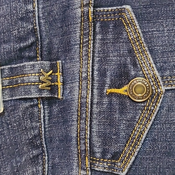 Michael Kors Skirt Women's 12 Stretch A-Line Pocket Button Zip Knee Length Denim - Picture 5 of 13